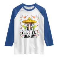 Cinco De Derby Funny Horse Racing Fiesta Raglan Shirt Mexican Sombrero and Margarita Horse Lover