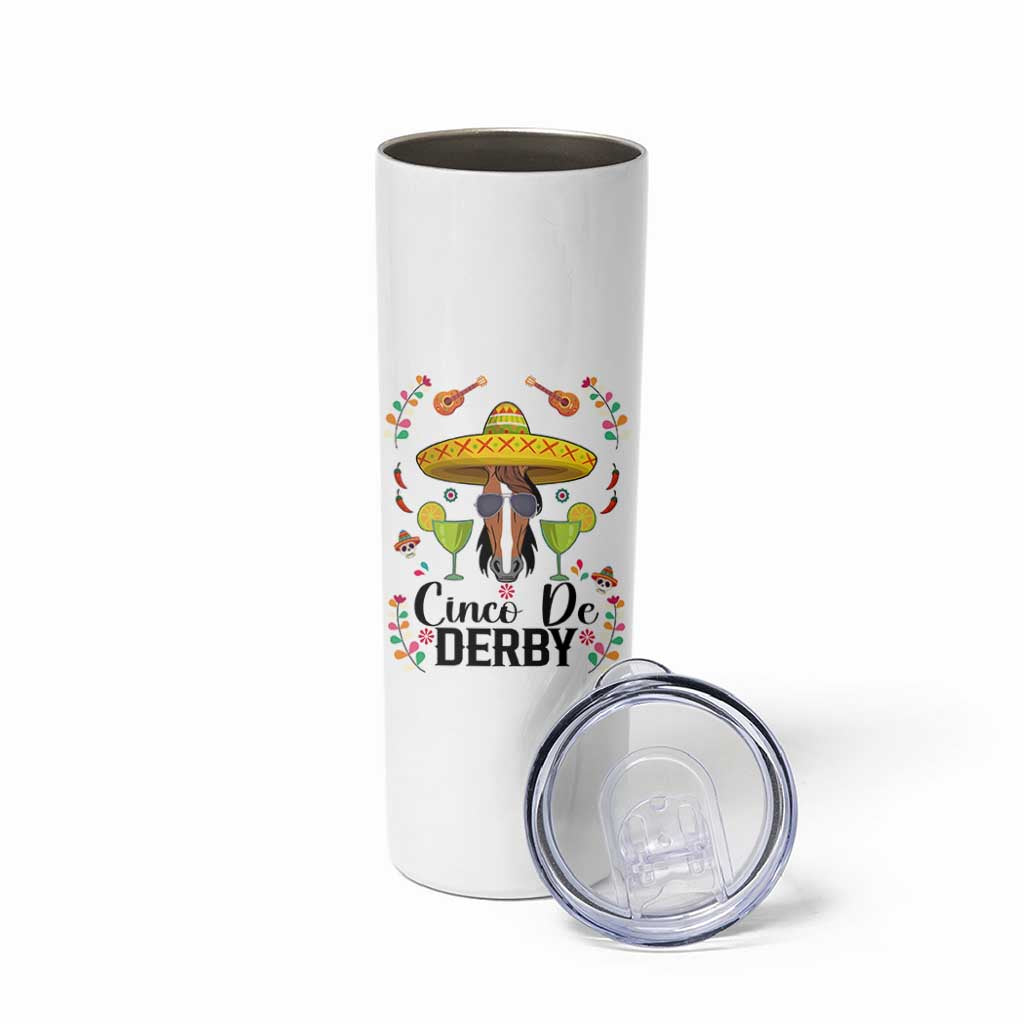 Cinco De Derby Funny Horse Racing Fiesta Skinny Tumbler Mexican Sombrero and Margarita Horse Lover