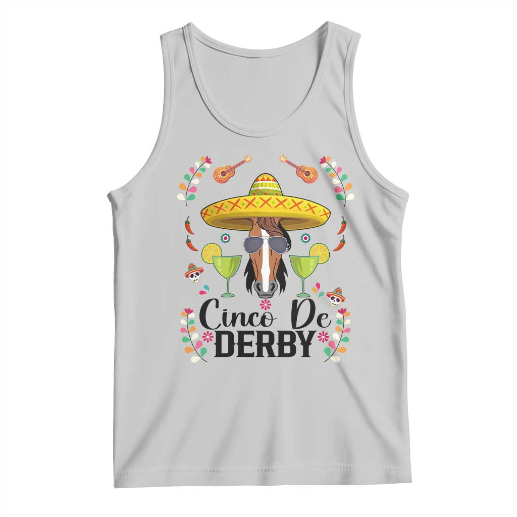 Cinco De Derby Funny Horse Racing Fiesta Tank Top Mexican Sombrero and Margarita Horse Lover
