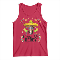 Cinco De Derby Funny Horse Racing Fiesta Tank Top Mexican Sombrero and Margarita Horse Lover