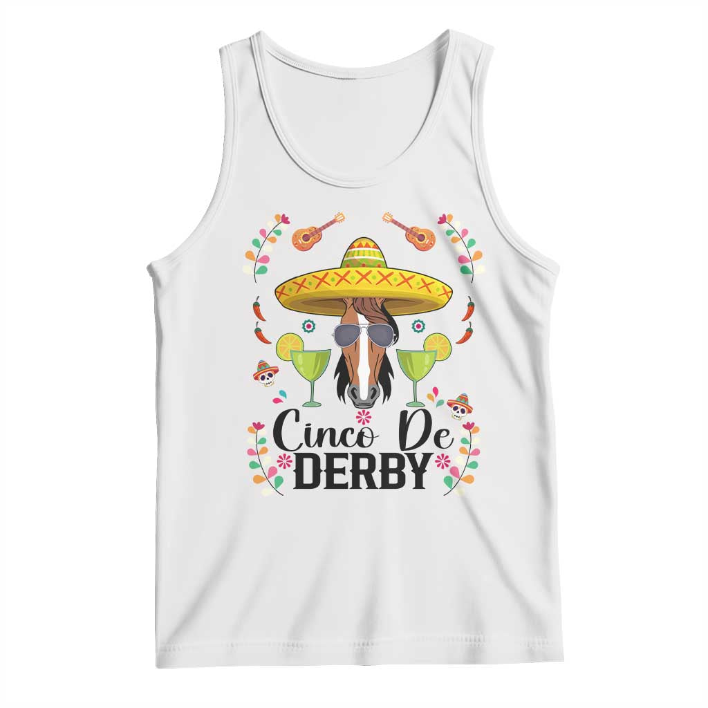 Cinco De Derby Funny Horse Racing Fiesta Tank Top Mexican Sombrero and Margarita Horse Lover
