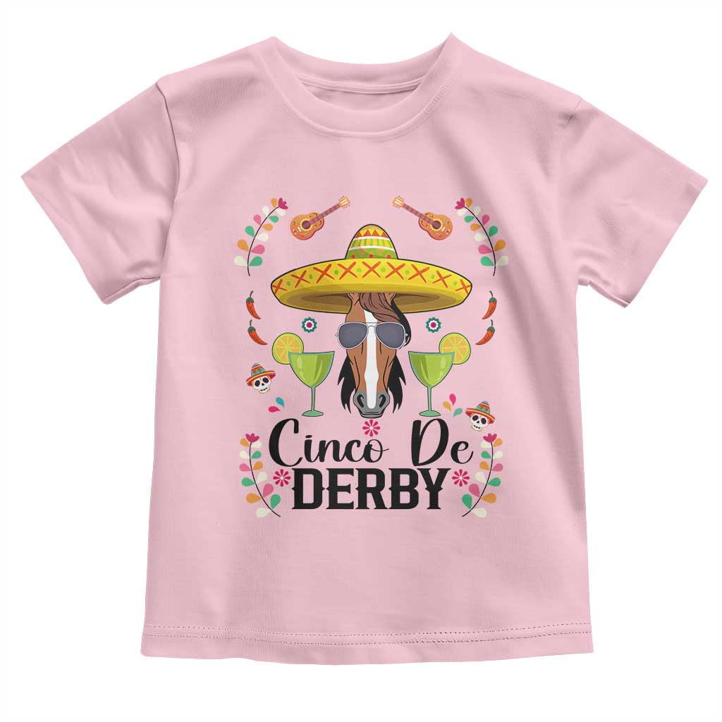 Cinco De Derby Funny Horse Racing Fiesta Toddler T Shirt Mexican Sombrero and Margarita Horse Lover