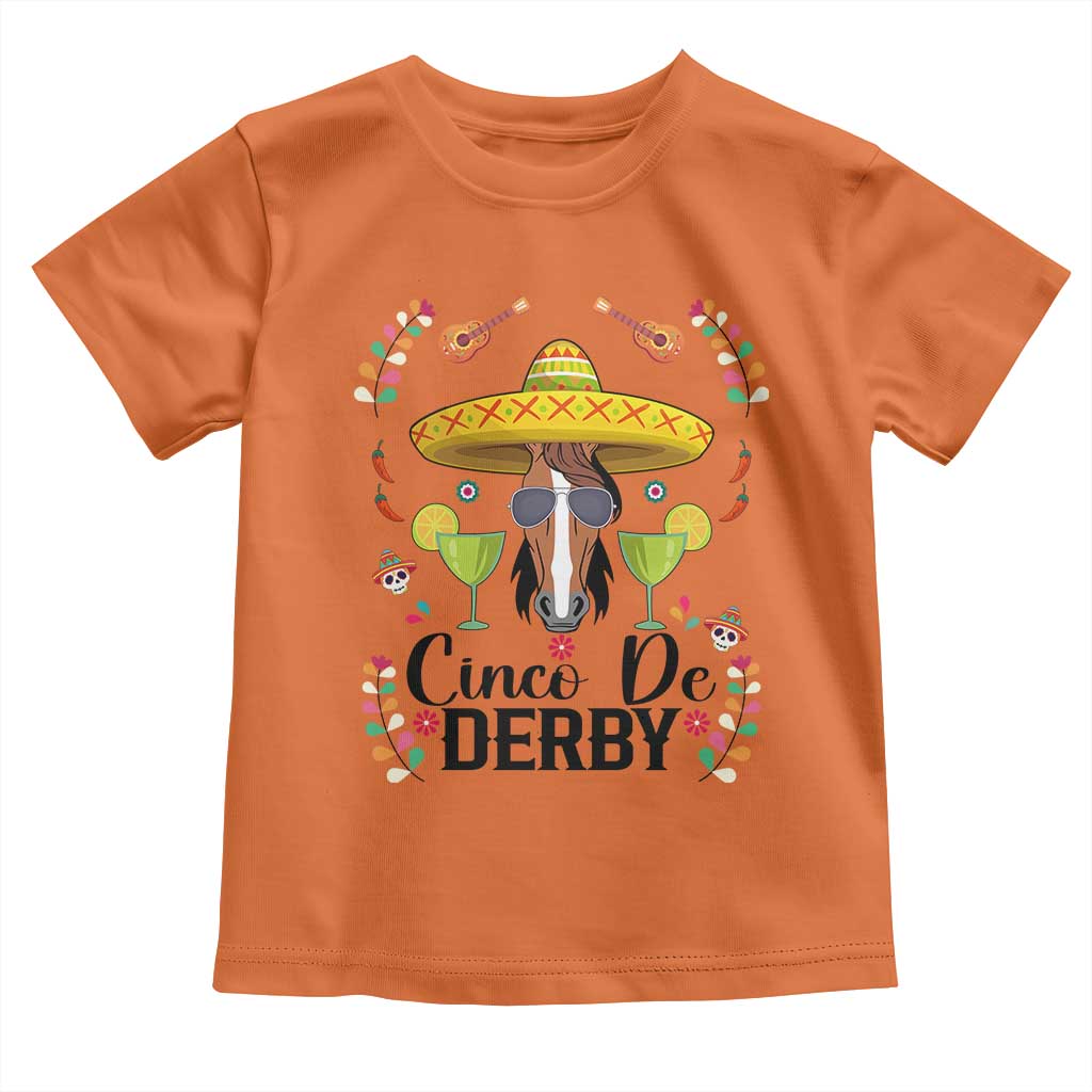 Cinco De Derby Funny Horse Racing Fiesta Toddler T Shirt Mexican Sombrero and Margarita Horse Lover