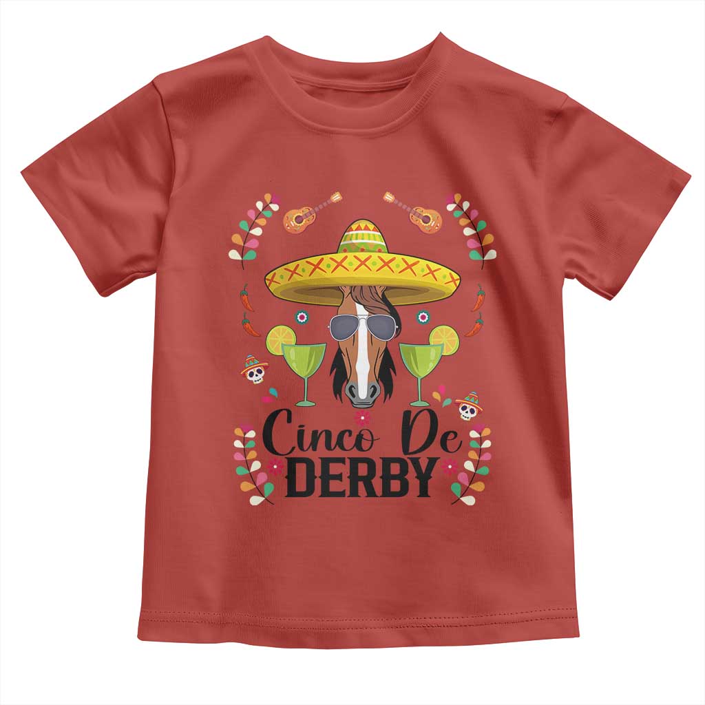 Cinco De Derby Funny Horse Racing Fiesta Toddler T Shirt Mexican Sombrero and Margarita Horse Lover