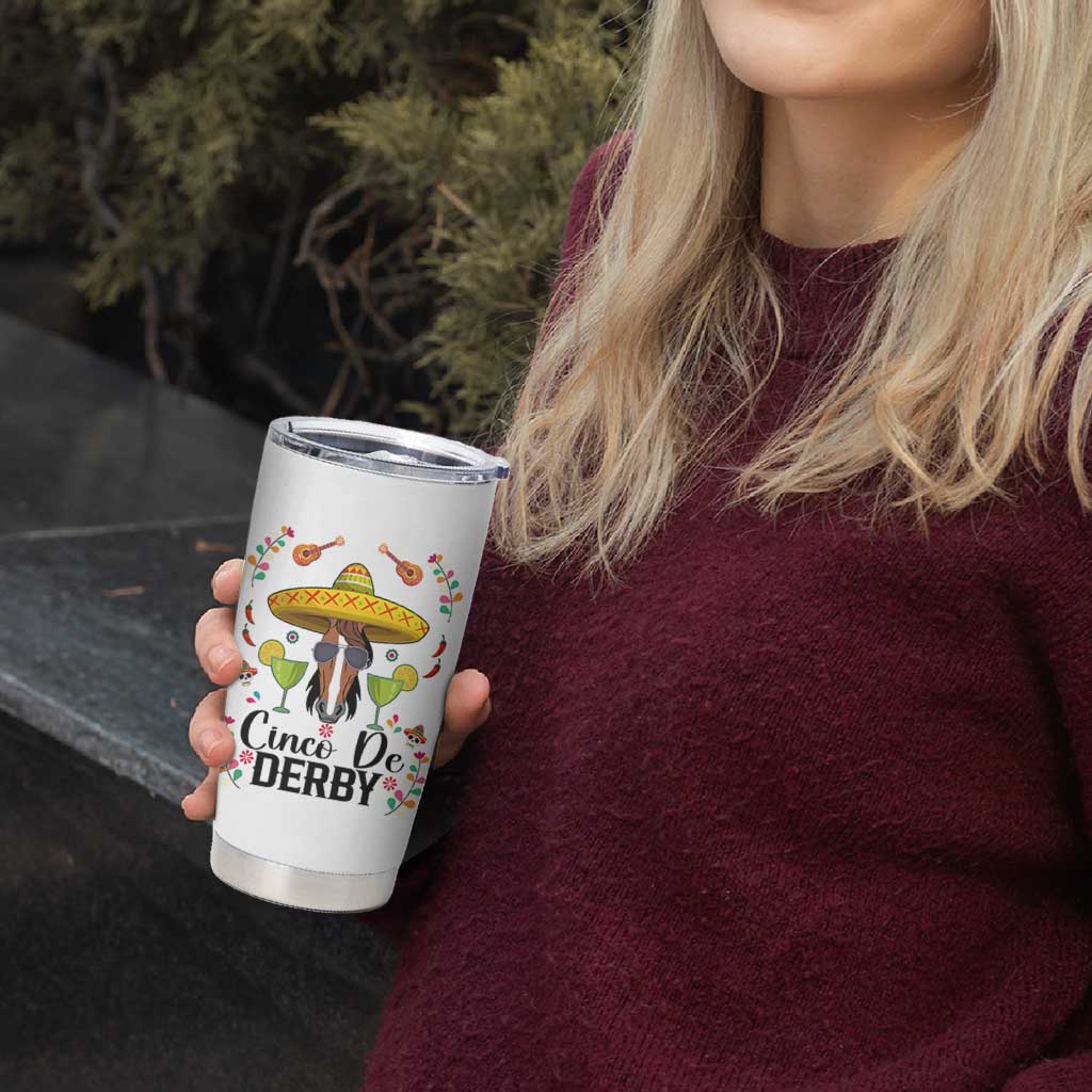 Cinco De Derby Funny Horse Racing Fiesta Tumbler Cup Mexican Sombrero and Margarita Horse Lover