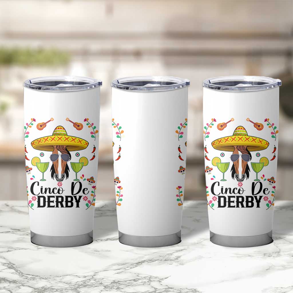 Cinco De Derby Funny Horse Racing Fiesta Tumbler Cup Mexican Sombrero and Margarita Horse Lover