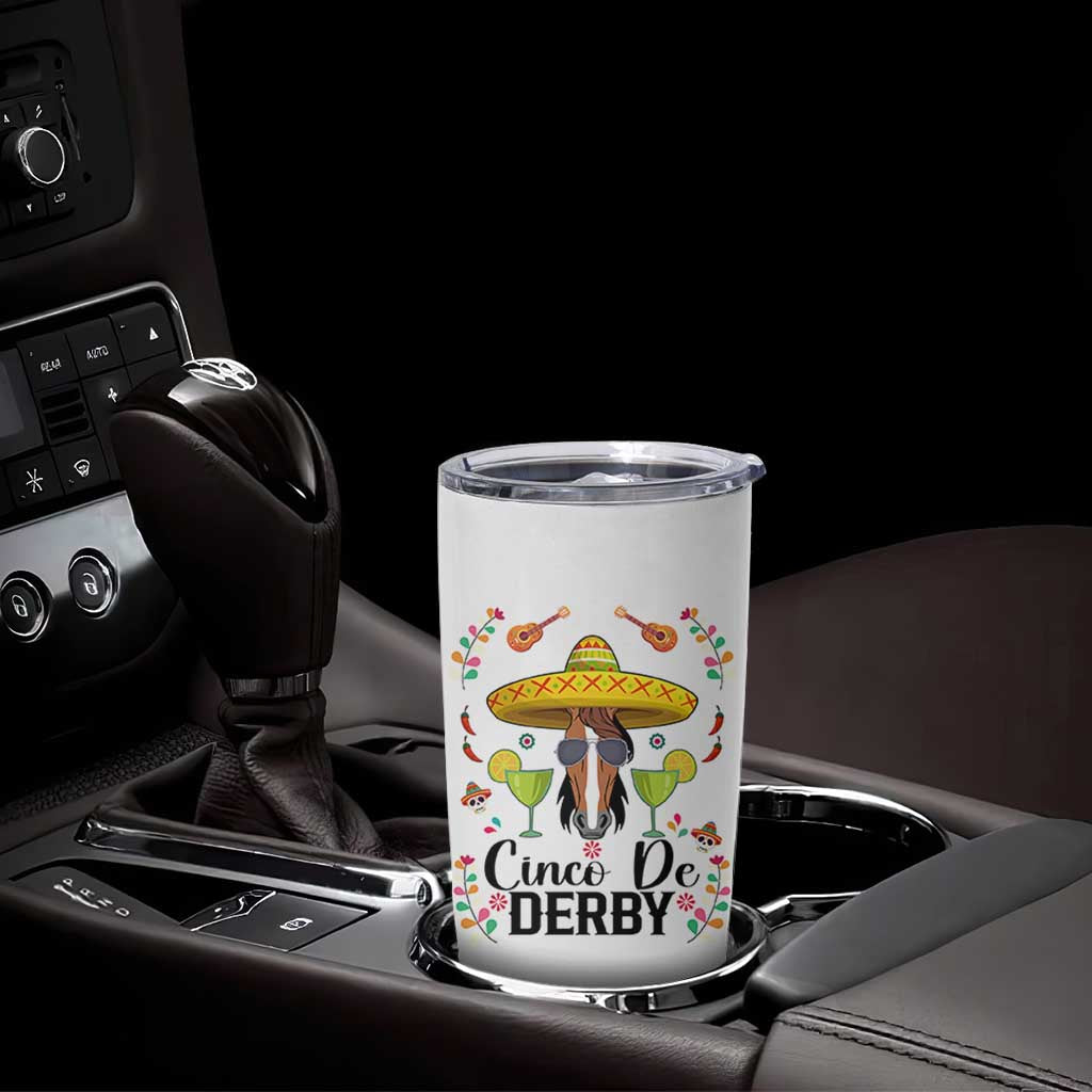 Cinco De Derby Funny Horse Racing Fiesta Tumbler Cup Mexican Sombrero and Margarita Horse Lover