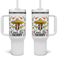 Cinco De Derby Funny Horse Racing Fiesta Tumbler With Handle Mexican Sombrero and Margarita Horse Lover