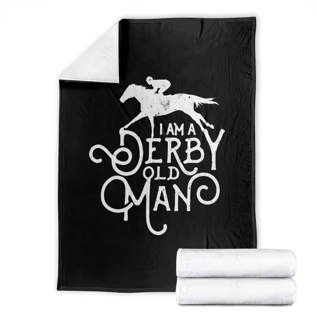 I Am A Derby Old Man Vintage Distressed Graphic Throw Blanket Classic Horse Racing Enthusiast Father’s Day Gift