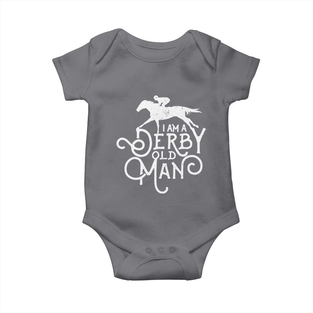 I Am A Derby Old Man Vintage Distressed Graphic Baby Onesie Classic Horse Racing Enthusiast Father’s Day Gift