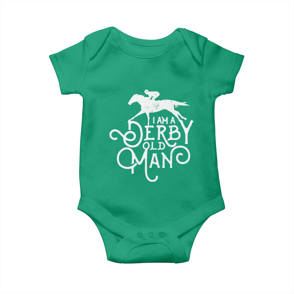 I Am A Derby Old Man Vintage Distressed Graphic Baby Onesie Classic Horse Racing Enthusiast Father’s Day Gift