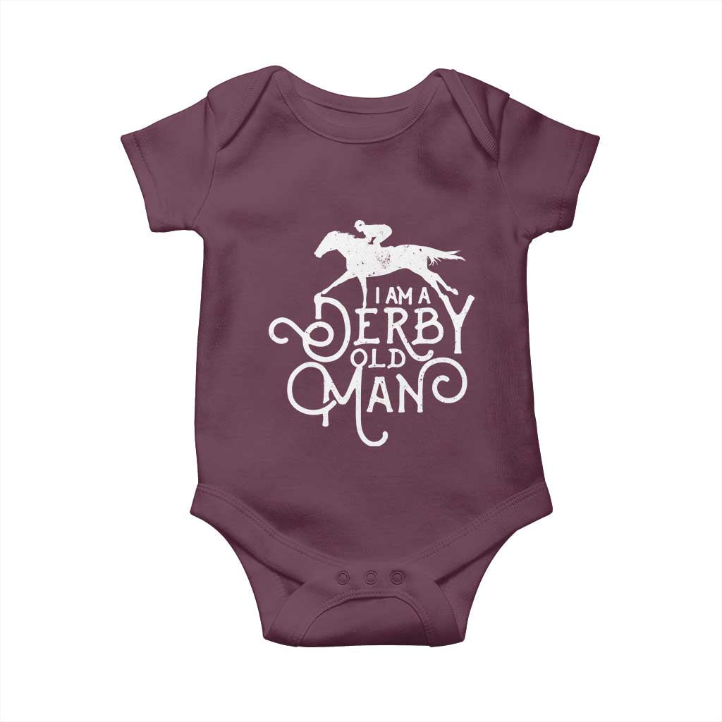 I Am A Derby Old Man Vintage Distressed Graphic Baby Onesie Classic Horse Racing Enthusiast Father’s Day Gift