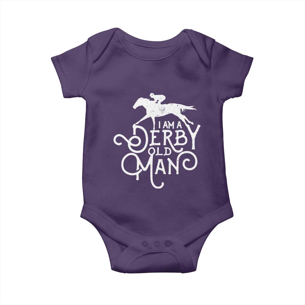 I Am A Derby Old Man Vintage Distressed Graphic Baby Onesie Classic Horse Racing Enthusiast Father’s Day Gift