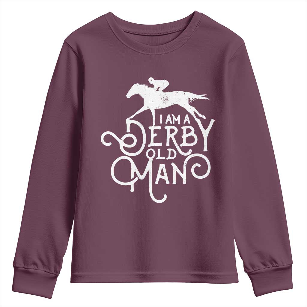 I Am A Derby Old Man Vintage Distressed Graphic Youth Sweatshirt Classic Horse Racing Enthusiast Father’s Day Gift