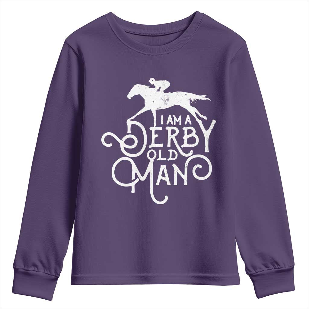 I Am A Derby Old Man Vintage Distressed Graphic Youth Sweatshirt Classic Horse Racing Enthusiast Father’s Day Gift