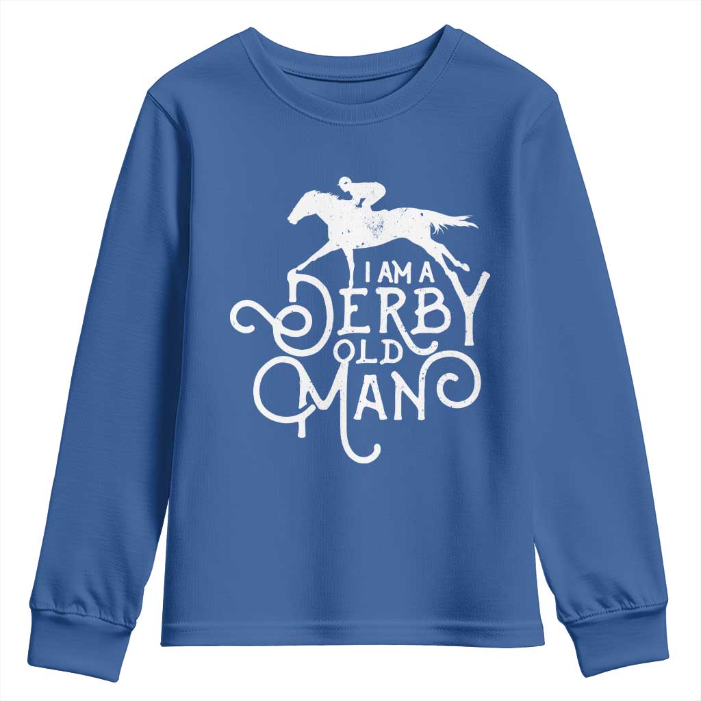 I Am A Derby Old Man Vintage Distressed Graphic Youth Sweatshirt Classic Horse Racing Enthusiast Father’s Day Gift