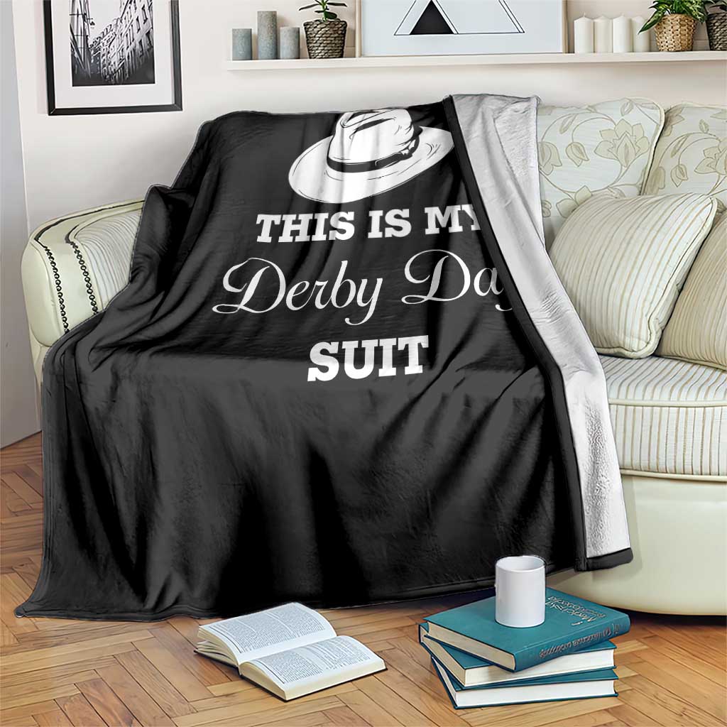 This Is My Derby Day Suit Fedora Hat Graphic Throw Blanket Funny Sarcastic Horse Racing Fan Part