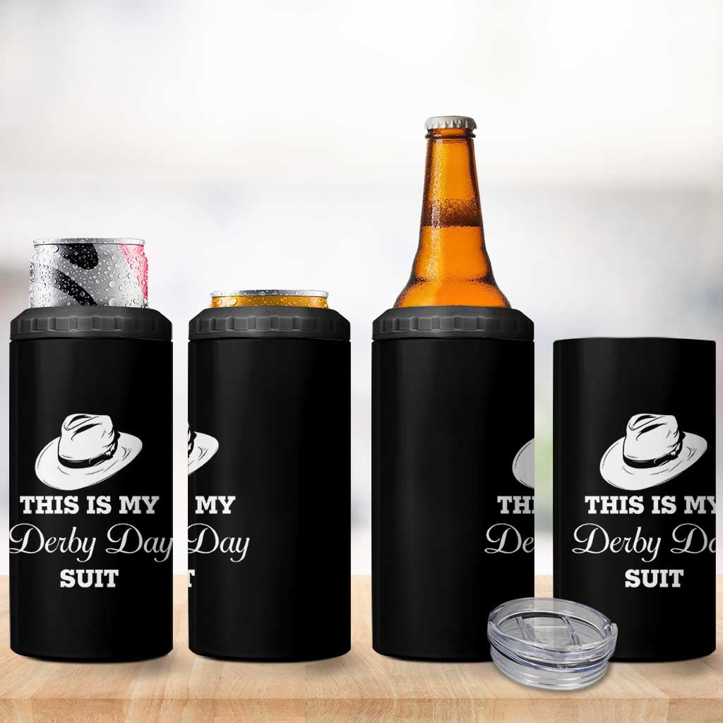 This Is My Derby Day Suit Fedora Hat Graphic 4 in 1 Can Cooler Tumbler Funny Sarcastic Horse Racing Fan Part