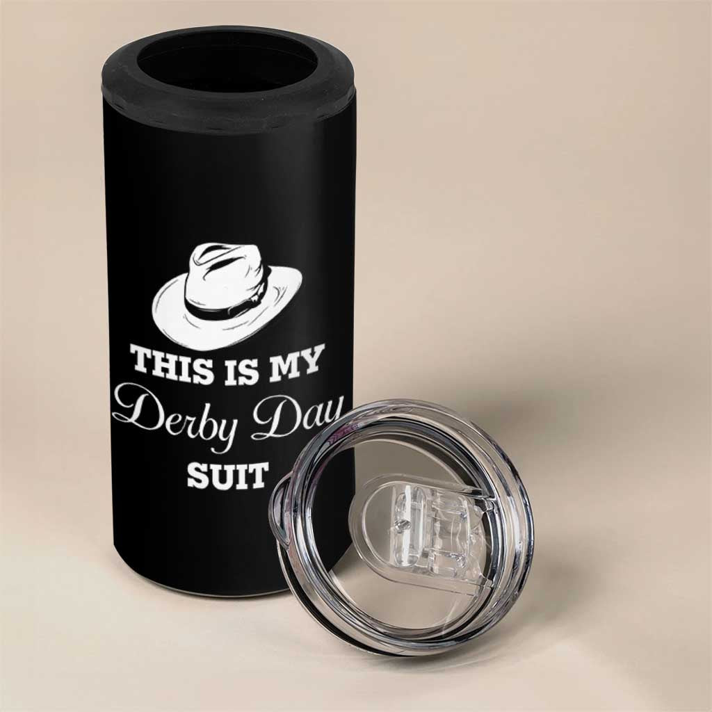 This Is My Derby Day Suit Fedora Hat Graphic 4 in 1 Can Cooler Tumbler Funny Sarcastic Horse Racing Fan Part