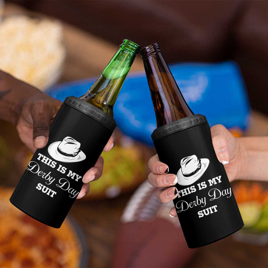 This Is My Derby Day Suit Fedora Hat Graphic 4 in 1 Can Cooler Tumbler Funny Sarcastic Horse Racing Fan Part
