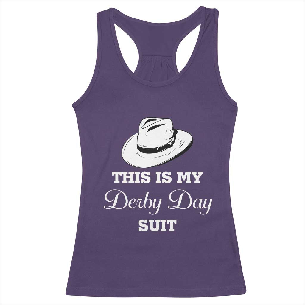 This Is My Derby Day Suit Fedora Hat Graphic Racerback Tank Top Funny Sarcastic Horse Racing Fan Part
