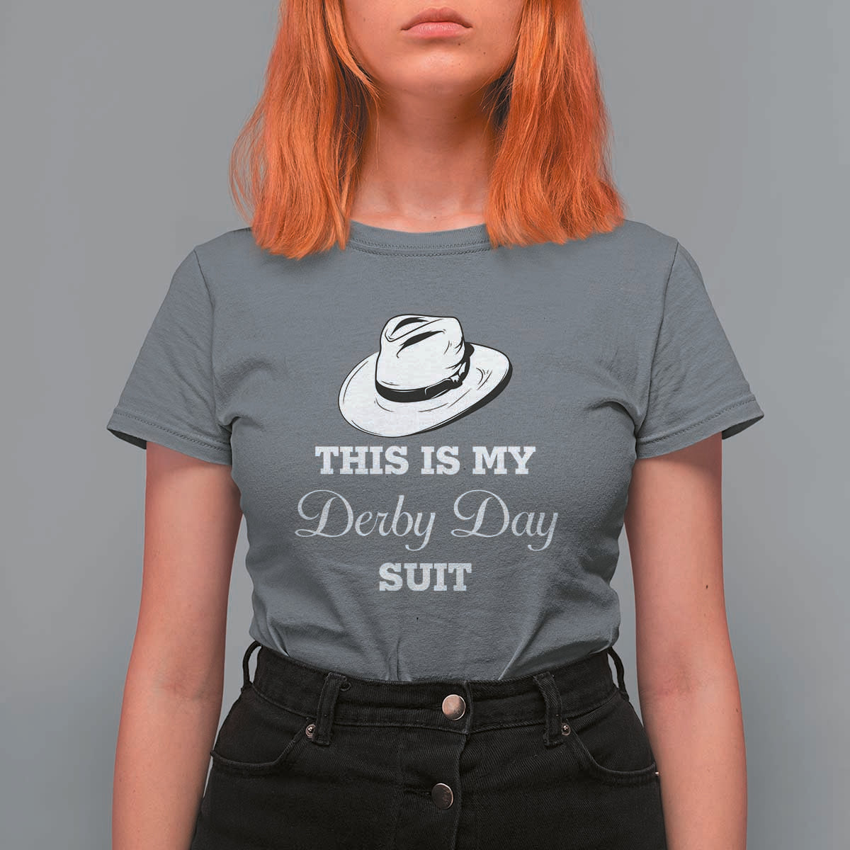 This Is My Derby Day Suit Fedora Hat Graphic T Shirt For Women Funny Sarcastic Horse Racing Fan Part