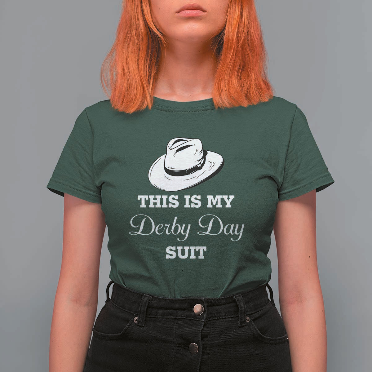 This Is My Derby Day Suit Fedora Hat Graphic T Shirt For Women Funny Sarcastic Horse Racing Fan Part
