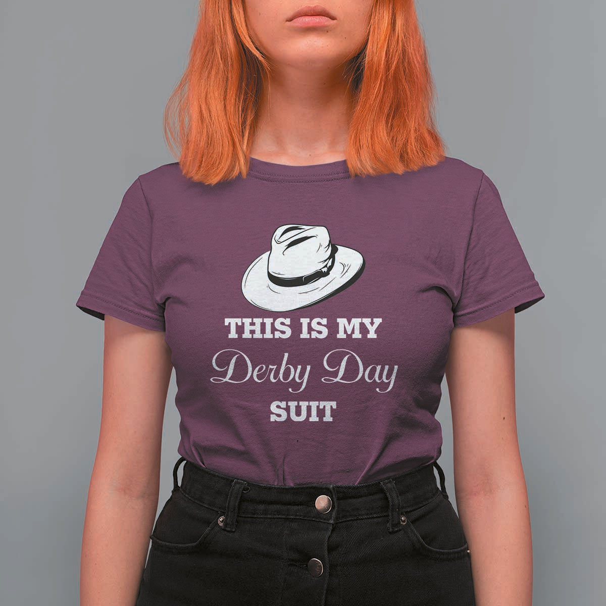 This Is My Derby Day Suit Fedora Hat Graphic T Shirt For Women Funny Sarcastic Horse Racing Fan Part