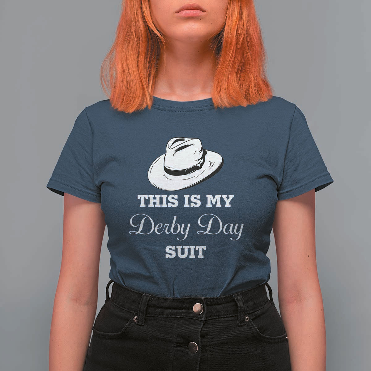 This Is My Derby Day Suit Fedora Hat Graphic T Shirt For Women Funny Sarcastic Horse Racing Fan Part