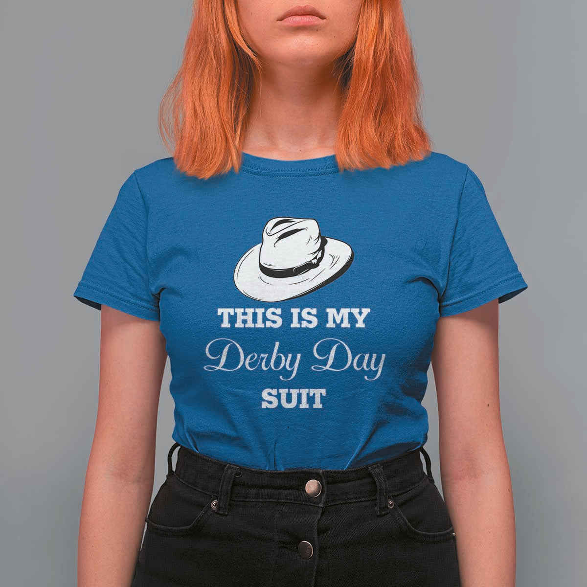 This Is My Derby Day Suit Fedora Hat Graphic T Shirt For Women Funny Sarcastic Horse Racing Fan Part