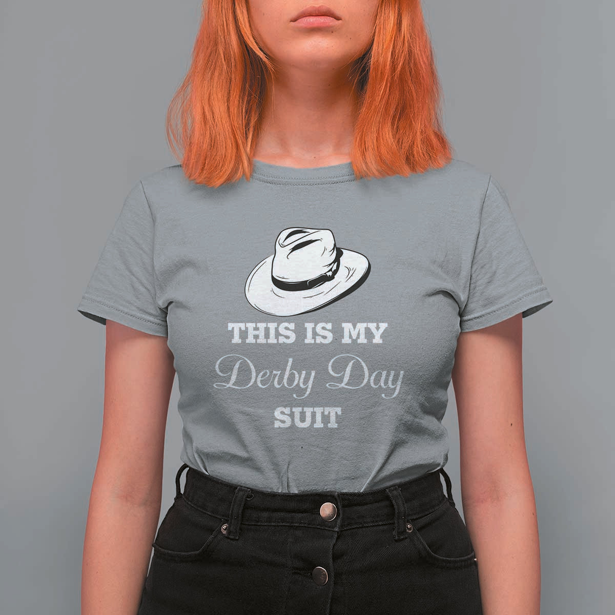 This Is My Derby Day Suit Fedora Hat Graphic T Shirt For Women Funny Sarcastic Horse Racing Fan Part