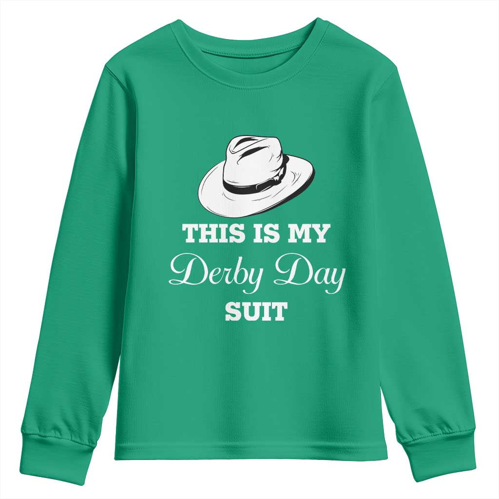 This Is My Derby Day Suit Fedora Hat Graphic Youth Sweatshirt Funny Sarcastic Horse Racing Fan Part
