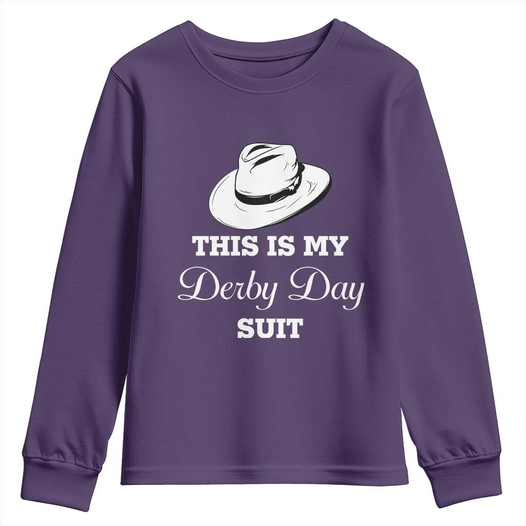 This Is My Derby Day Suit Fedora Hat Graphic Youth Sweatshirt Funny Sarcastic Horse Racing Fan Part