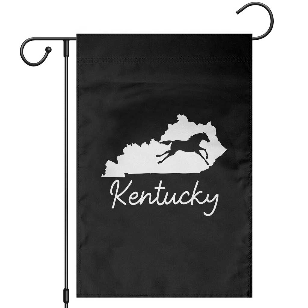 Kentucky State Map with Racing Horse Garden Flag Bluegrass State Pride Equestrian