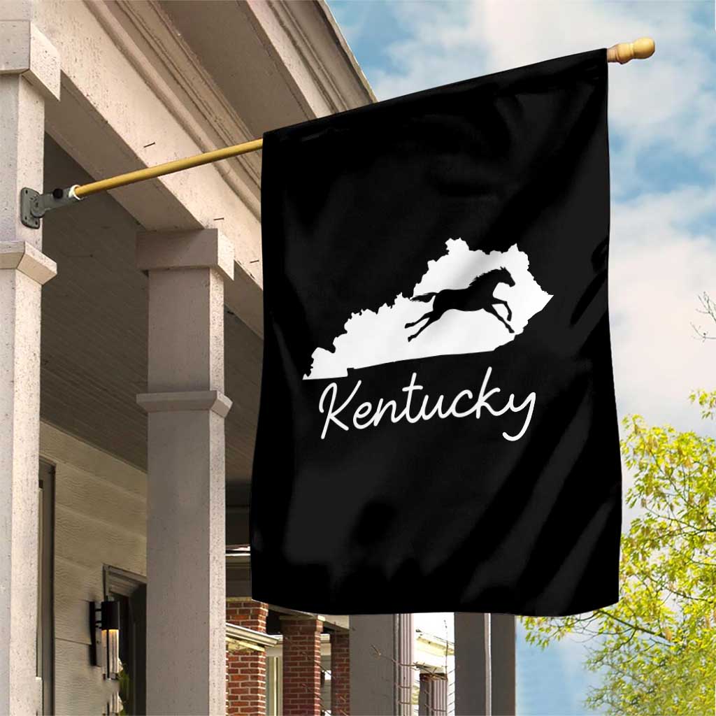 Kentucky State Map with Racing Horse Garden Flag Bluegrass State Pride Equestrian