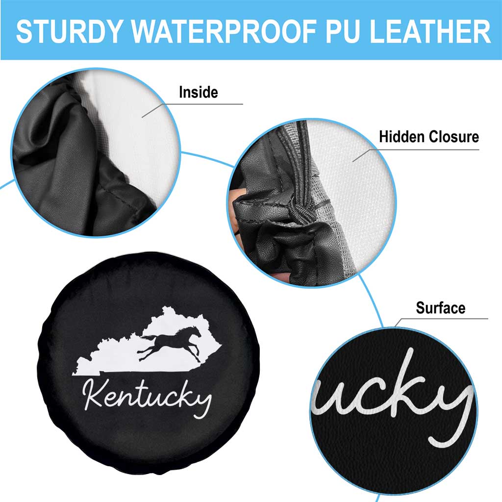 Kentucky State Map with Racing Horse Spare Tire Cover Bluegrass State Pride Equestrian