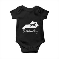 Kentucky State Map with Racing Horse Baby Onesie Bluegrass State Pride Equestrian