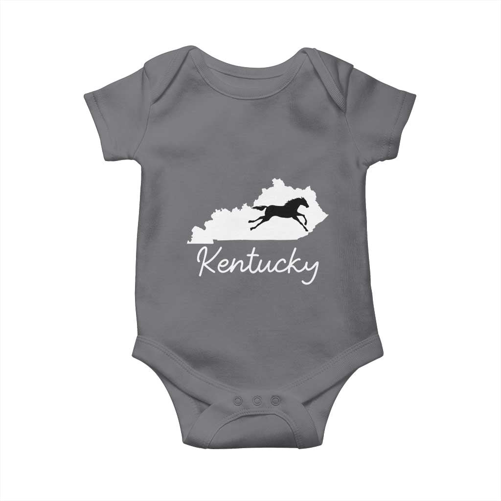 Kentucky State Map with Racing Horse Baby Onesie Bluegrass State Pride Equestrian
