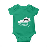 Kentucky State Map with Racing Horse Baby Onesie Bluegrass State Pride Equestrian