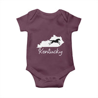 Kentucky State Map with Racing Horse Baby Onesie Bluegrass State Pride Equestrian