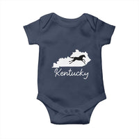 Kentucky State Map with Racing Horse Baby Onesie Bluegrass State Pride Equestrian