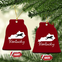 Kentucky State Map with Racing Horse Ceramic Ornament Bluegrass State Pride Equestrian