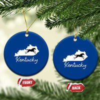 Kentucky State Map with Racing Horse Ceramic Ornament Bluegrass State Pride Equestrian