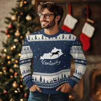 Kentucky State Map with Racing Horse Ugly Christmas Sweater Bluegrass State Pride Equestrian