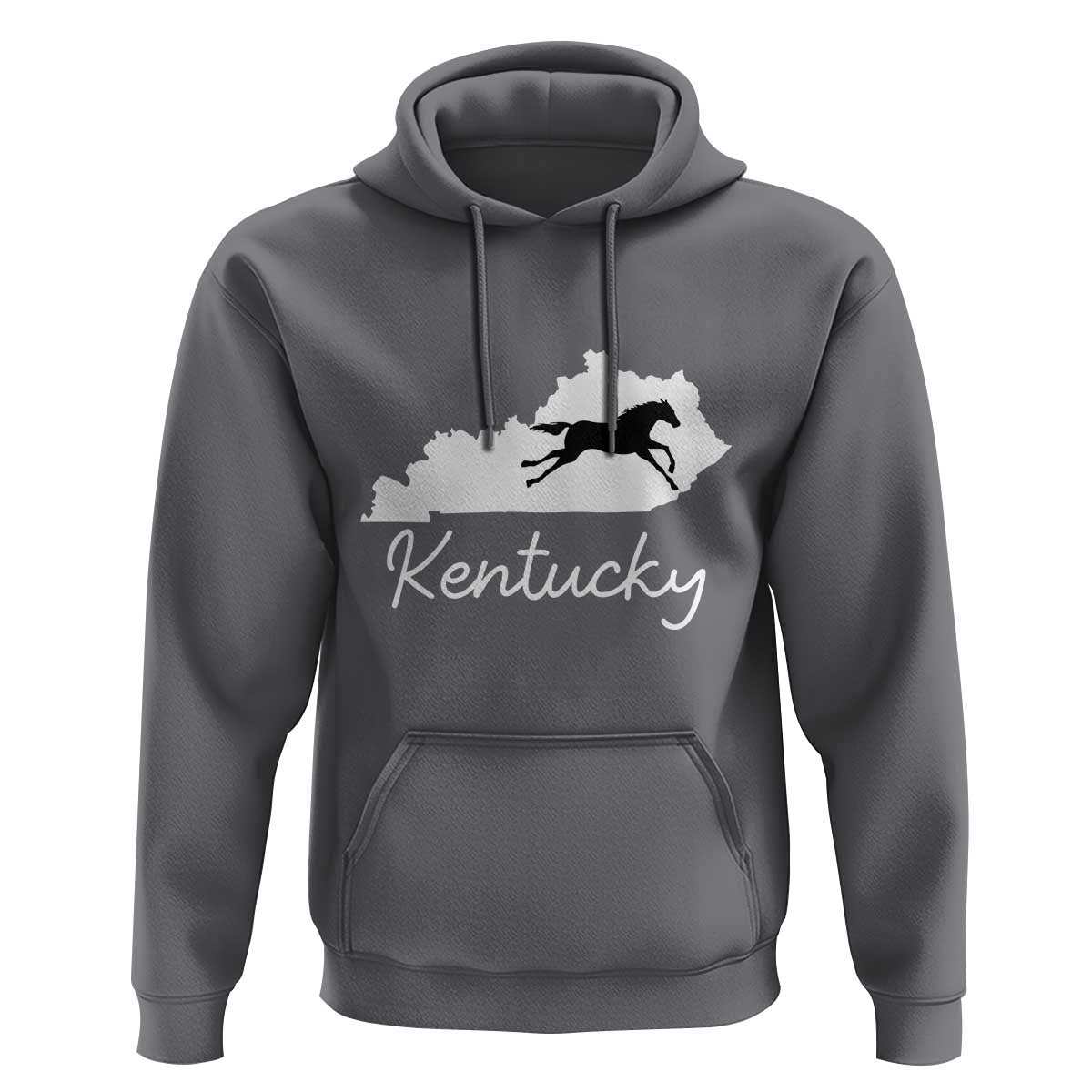Kentucky State Map with Racing Horse Hoodie Bluegrass State Pride Equestrian