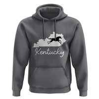 Kentucky State Map with Racing Horse Hoodie Bluegrass State Pride Equestrian