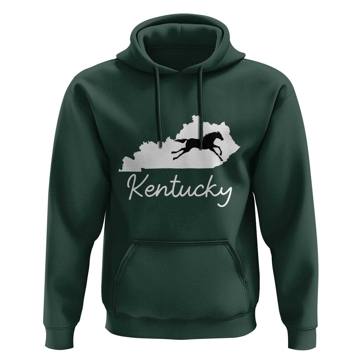 Kentucky State Map with Racing Horse Hoodie Bluegrass State Pride Equestrian
