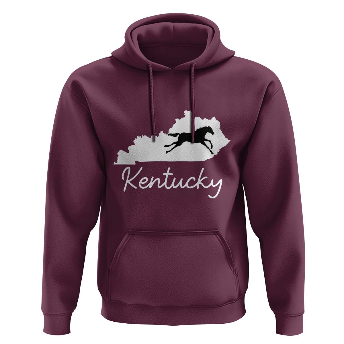 Kentucky State Map with Racing Horse Hoodie Bluegrass State Pride Equestrian