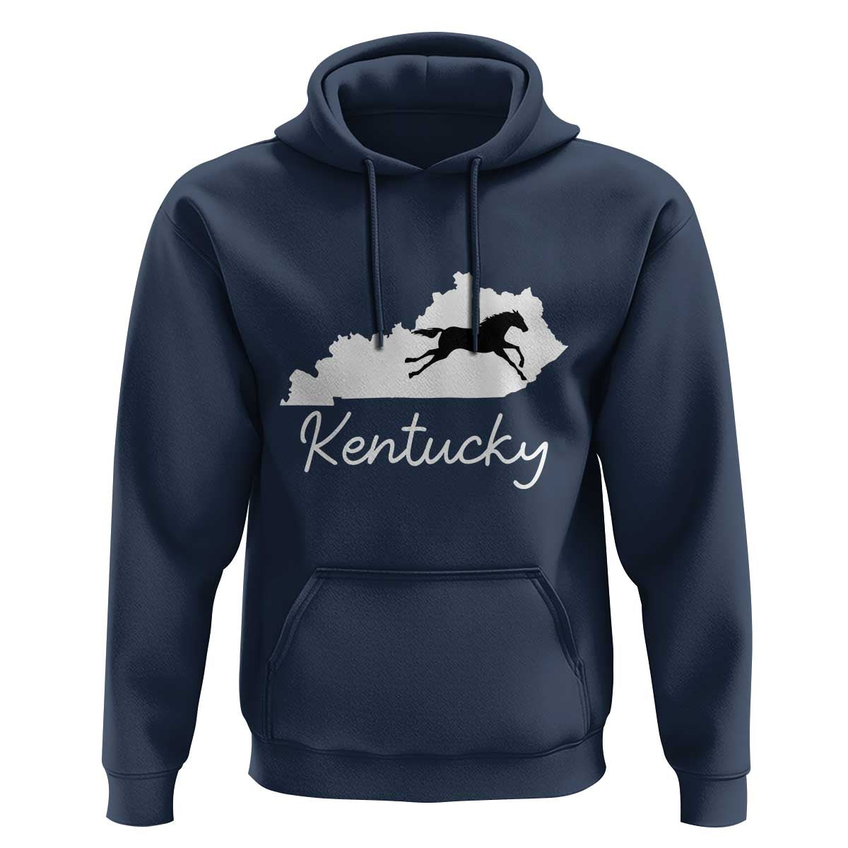 Kentucky State Map with Racing Horse Hoodie Bluegrass State Pride Equestrian