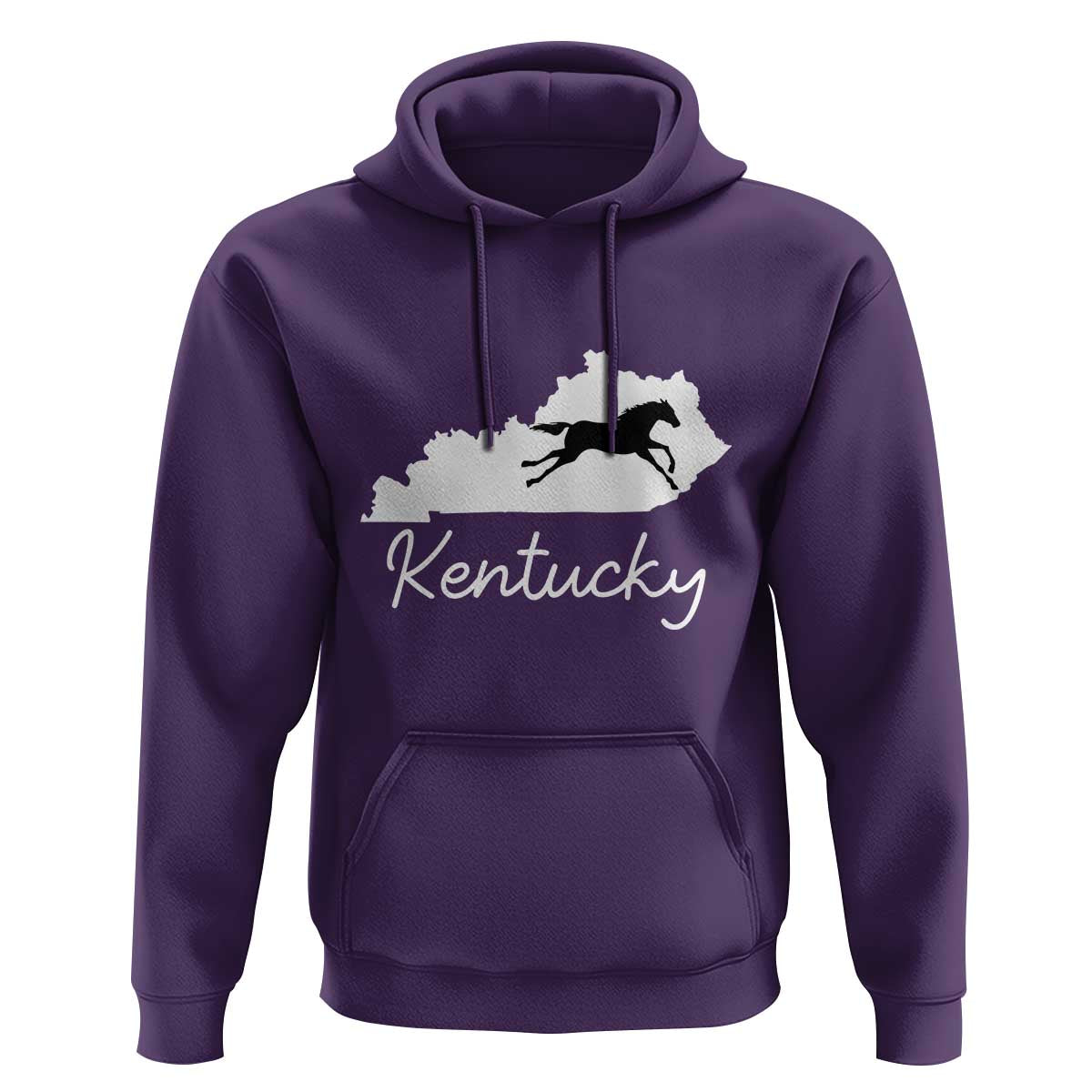 Kentucky State Map with Racing Horse Hoodie Bluegrass State Pride Equestrian